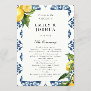 Lemon Positano Italian Wedding Ceremony Program