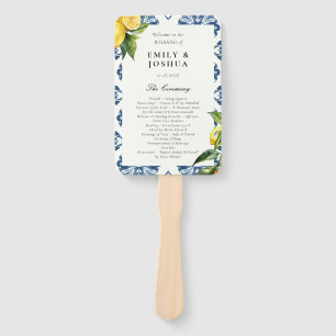 Lemon Positano Italian Wedding Ceremony Program Hand Fan
