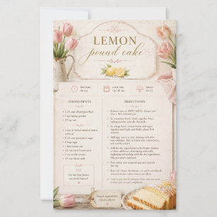 Lemon Pound Cake, Pink Tulips Rustic Farmhouse