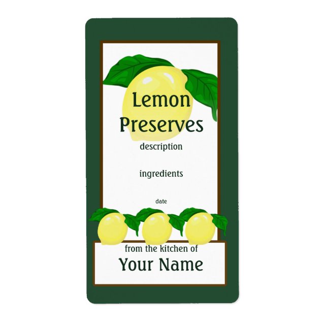 Lemon Preserves Label (Front)