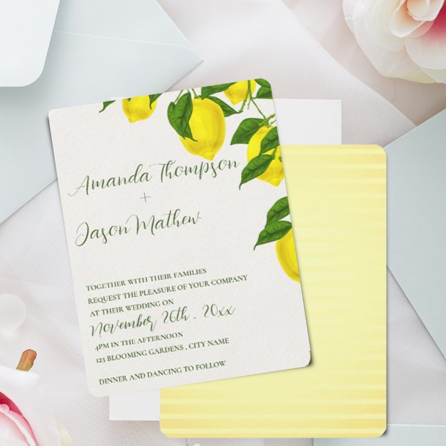  Lemon Pretty Bright Yellow Citrus Wedding Invitation (Lemon Pretty Bright Yellow Citrus Wedding Invitation
)