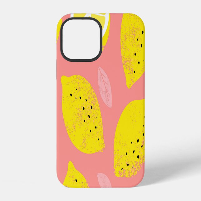 Lemon print, bright seamless summer pattern. iPhone case (Back)