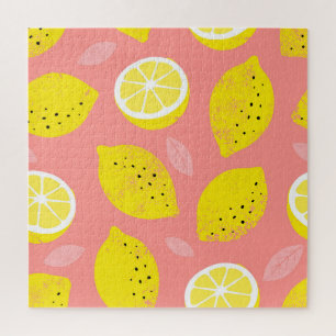 Lemon print, bright seamless summer pattern. jigsaw puzzle