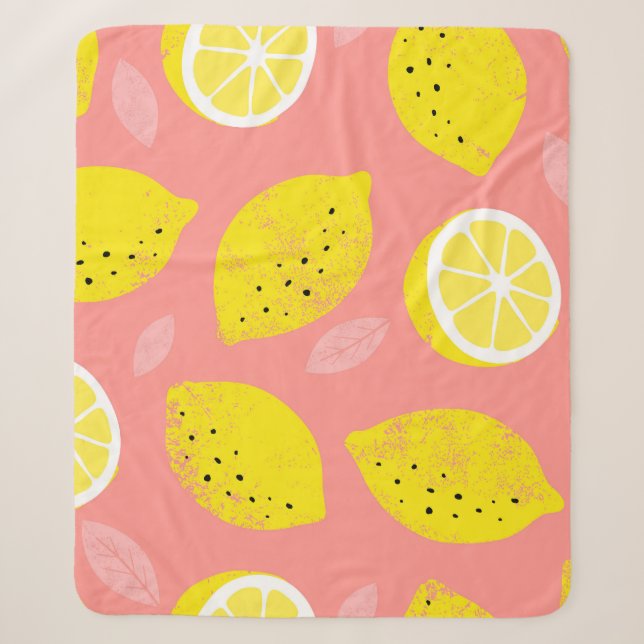Lemon print, bright seamless summer pattern. sherpa blanket (Front)