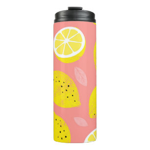 Lemon print, bright seamless summer pattern. thermal tumbler