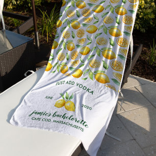 Lemon Print   Citrus Bachelorette Weekend Beach Towel