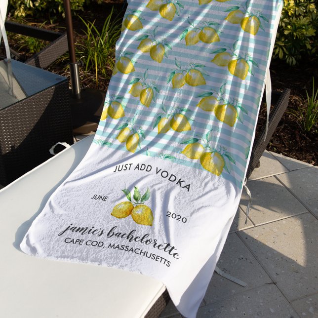 Lemon Print | Citrus Bachelorette Weekend Beach Towel (Creator Uploaded)