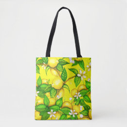 Lemon Print Handbag on yellow