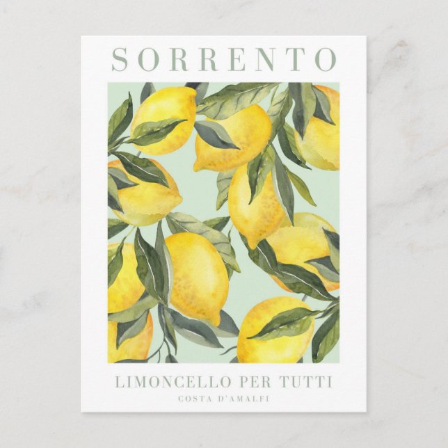 Lemon Print Italian Poster Postcard (Front)