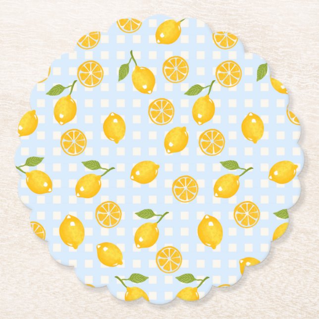 Lemon Print Paper Coaster (Front)