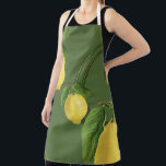 Lemon Print Pattern | Green Apron<br><div class="desc">Stylish apron features a modern lemon print pattern in green; fresh yellow lemons complimented with a geometric circle design in green with faint gold accents</div>