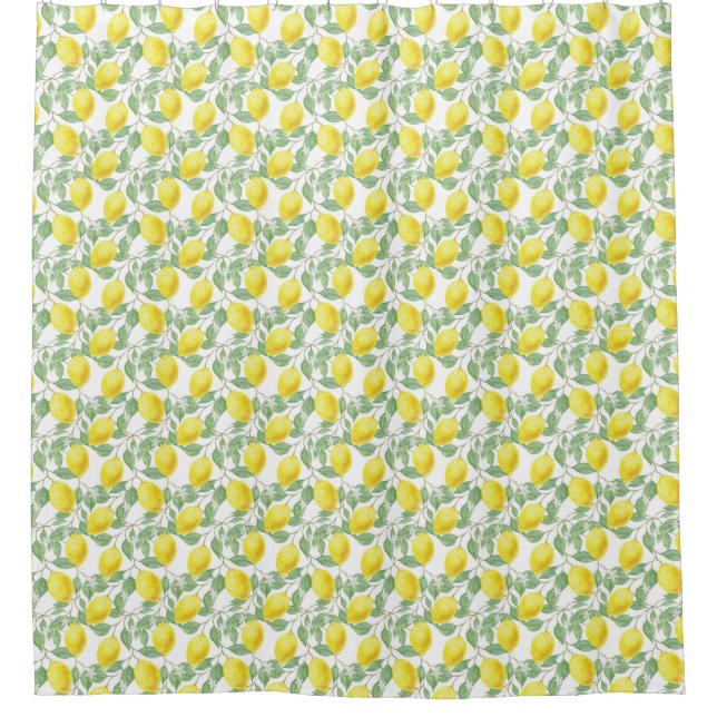 Lemon Print Shower Curtain (Front)