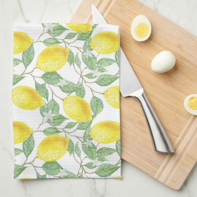 Lemon Print Tea Towel (Quarter Fold)