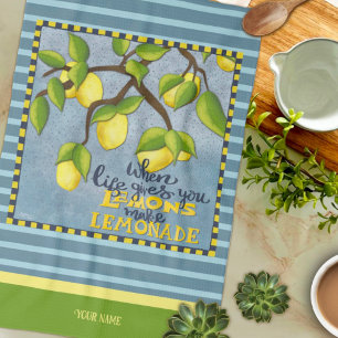 Lemon Quote Your Name Striped Stylish Tea Towel