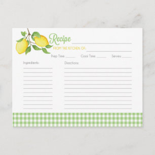 Lemon Recipe Cards - Bridal Shower Recipe Cards