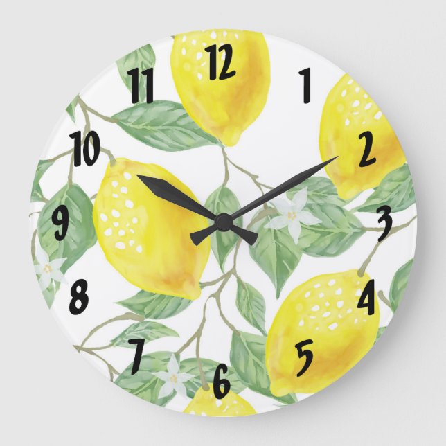Lemon Round Kitchen Clock (Front)