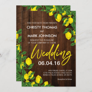 Lemon Rustic Wood Summer Wedding Invitation
