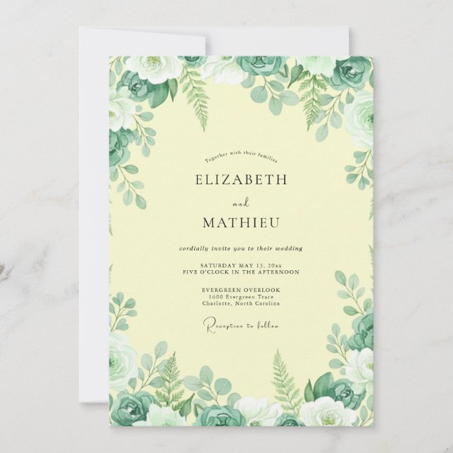 Lemon Sage Foliage Eucalyptus Wedding Invitation (Front)