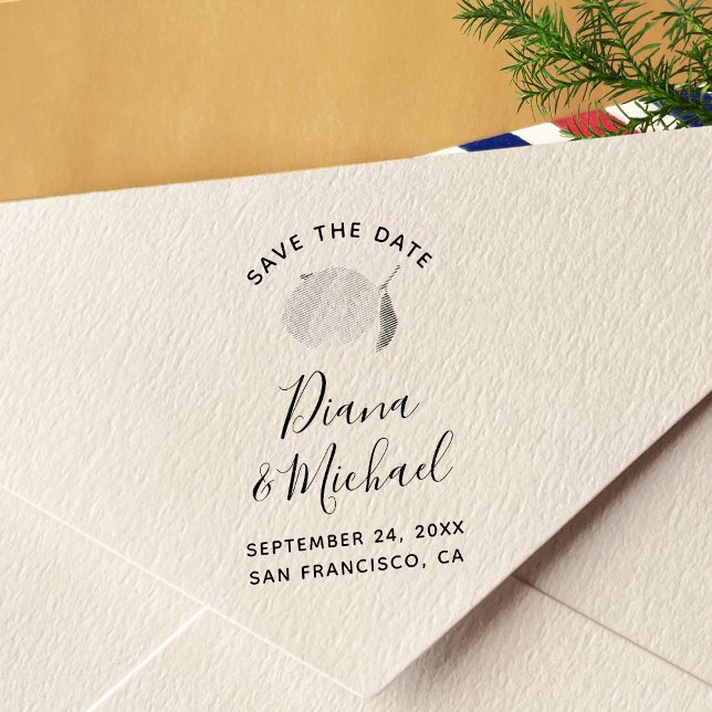 Lemon SAVE THE DATE Calligraphy Self-inking Stamp (Creator Uploaded)