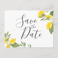 Lemon Save the Date Postcard Elegant Summer Boho