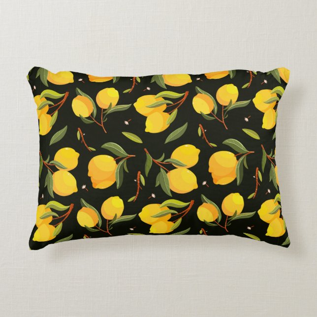 Lemon seamless pattern. Handpainted lemon illustra Decorative Cushion (Front)