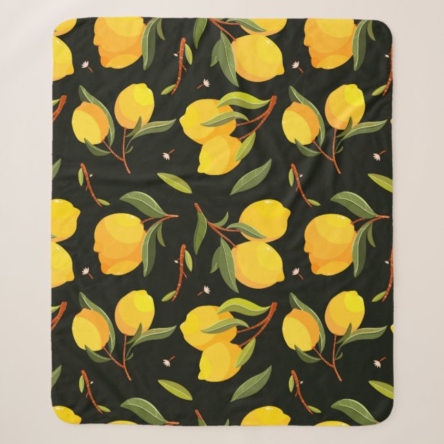 Lemon seamless pattern. Handpainted lemon illustra Sherpa Blanket (Front)