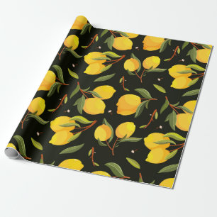 Lemon seamless pattern. Handpainted lemon illustra Wrapping Paper