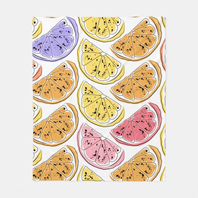 Lemon seamless pattern. summer background with cit fleece blanket (Front)