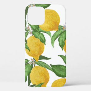 Lemon seamless vintage pattern. Tropical fruit bac iPhone 12 Case