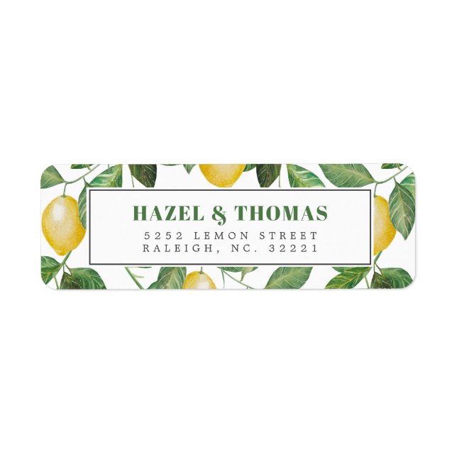 Lemon Season Wedding Celebration | Return Address Label (Front)