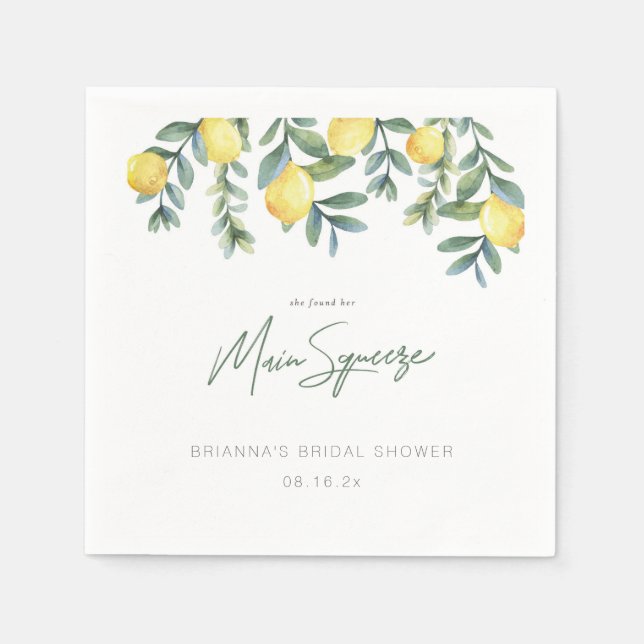 Lemon She Found Her Main Squeeze Bridal shower  Napkin (Front)