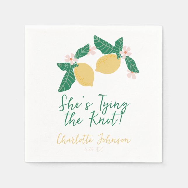 Lemon She's Tying the Knot Bridal Shower Napkin (Front)