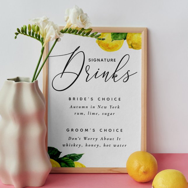 Lemon Signature Drinks Sign | Citrus Wedding Bar (Creator Uploaded)