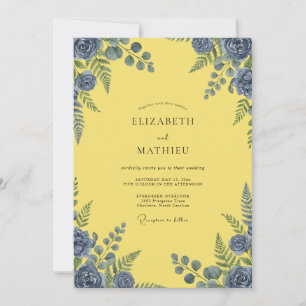 Lemon Slate Petal Wedding Invitation