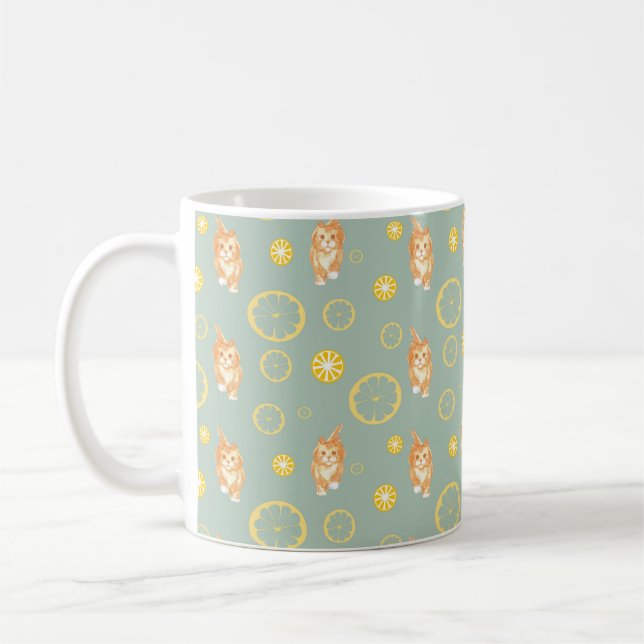 lemon slice and cat pattern coffee mug (Left)