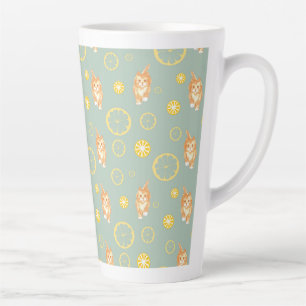 lemon slice and cat pattern latte mug
