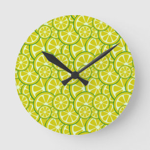 Lemon Slice Citric Fruit Art Yellow Lime Citrus Round Clock