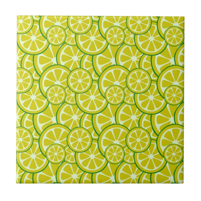 Lemon Slice Citric Fruit Yellow Citrus Lemonade Ceramic Tile (Front)