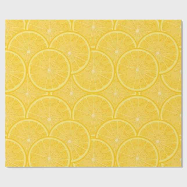 Lemon Slice Citrus Fruit Yellow Wrapping Paper (Flat)