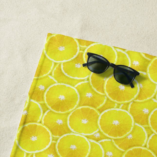 Lemon Slice Digital Montage Beach Towel (In Situ)