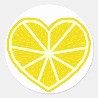 Lemon Slice Heart Classic Round Sticker