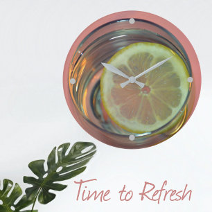 Lemon Slice in Water Time to Refresh Large Clock
