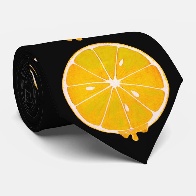 lemon slice print  tie (Rolled)