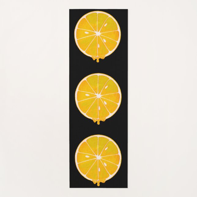 lemon slice print yoga mat (Front)