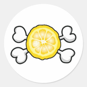 lemon slice Skull and Crossbones Classic Round Sticker