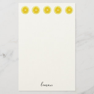 Lemon slice yellow fruit pattern stationery