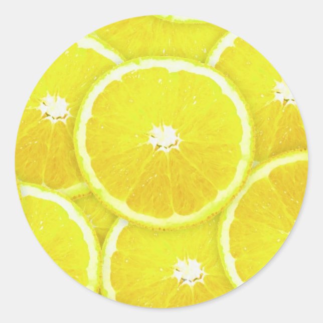 Lemon slices classic round sticker (Front)