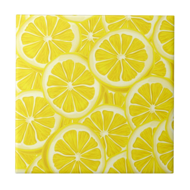 Lemon Slices Design Ceramic Tile (Front)