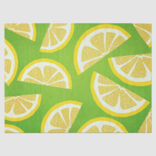 Lemon Slices on Lime Green Background Tissue Paper