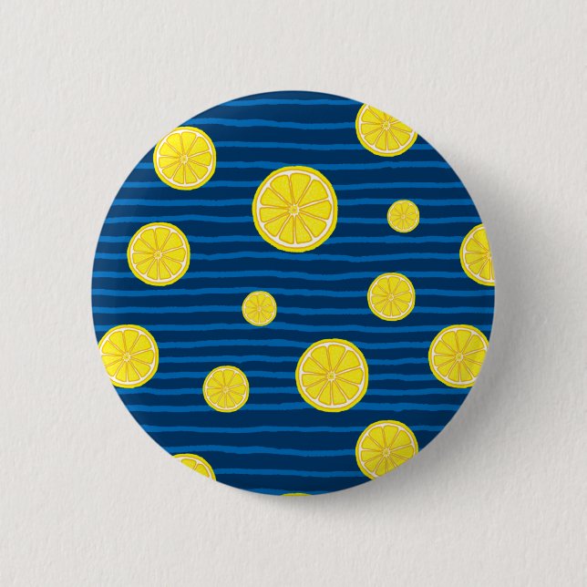Lemon slices pattern 6 cm round badge (Front)